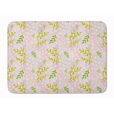 Carolines Treasures Watercolor Leaves Pink Machine Washable Memory Foam Mat BB7480RUG